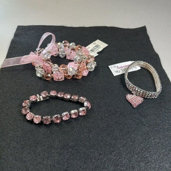 NWT Pink and Silver tone Bracelets - Picture 1 of 8